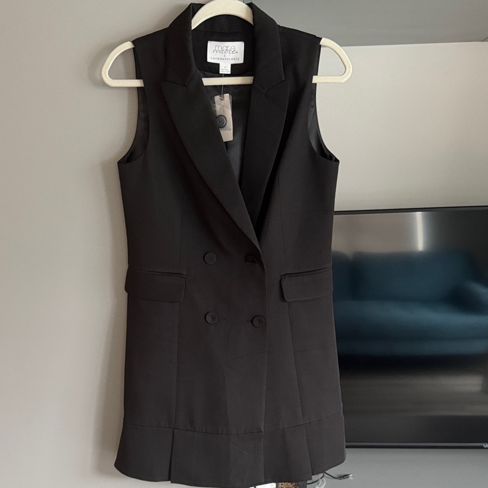 Anthropologie Black Sleeveless Blazer Dress